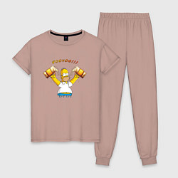 Пижама хлопковая женская Homer & Beer, цвет: пыльно-розовый