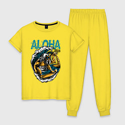 Пижама хлопковая женская Зевс серфингист, цвет: желтый