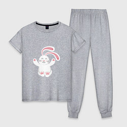 Пижама хлопковая женская Cute Rabbit, цвет: меланж