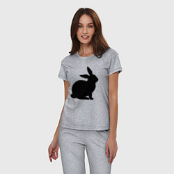 Пижама хлопковая женская Чёрный кролик - силуэт, цвет: меланж — фото 2