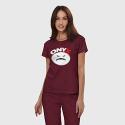 Пижама хлопковая женская Onyx logo white, цвет: меланж-бордовый — фото 2