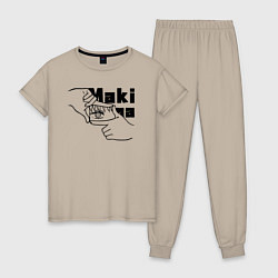 Пижама хлопковая женская Глаза Макимы, цвет: миндальный