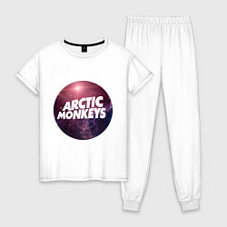 Пижама хлопковая женская Arctic Monkeys: space, цвет: белый