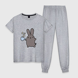Пижама хлопковая женская Чайный кролик, цвет: меланж