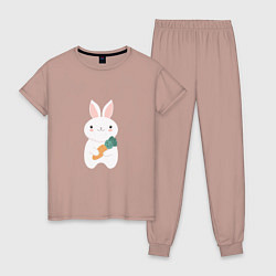 Пижама хлопковая женская Carrot rabbit, цвет: пыльно-розовый