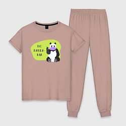 Пижама хлопковая женская Панда - No pandamia, цвет: пыльно-розовый