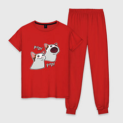 Пижама хлопковая женская Popcat, цвет: красный