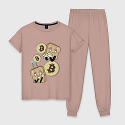 Пижама хлопковая женская Тостики в крипте, цвет: пыльно-розовый