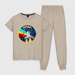 Пижама хлопковая женская NASA - emblem - USA, цвет: миндальный