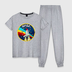 Пижама хлопковая женская NASA - emblem - USA, цвет: меланж