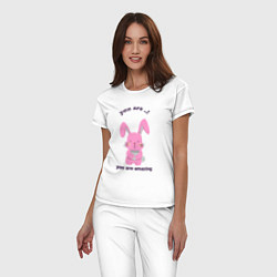 Пижама хлопковая женская Год розового кролика, цвет: белый — фото 2