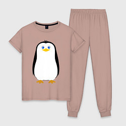 Пижама хлопковая женская Красивый пингвин, цвет: пыльно-розовый