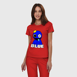 Пижама хлопковая женская Радужные друзья улыбчивый Синий, цвет: красный — фото 2