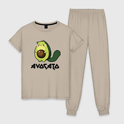 Пижама хлопковая женская Avocado - AvoCATo - Joke, цвет: миндальный