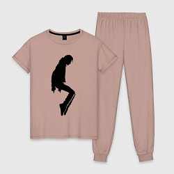 Пижама хлопковая женская Силуэт Майкла Джексона - Minimalism, цвет: пыльно-розовый
