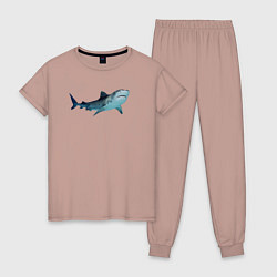 Пижама хлопковая женская Realistic shark, цвет: пыльно-розовый