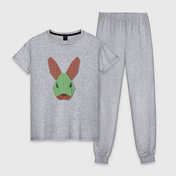 Пижама хлопковая женская Лоскутный кролик, цвет: меланж