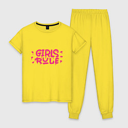 Пижама хлопковая женская Девочки рулят, цвет: желтый