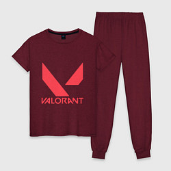 Пижама хлопковая женская Valorant - logo, цвет: меланж-бордовый