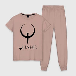 Пижама хлопковая женская Quake I logo, цвет: пыльно-розовый