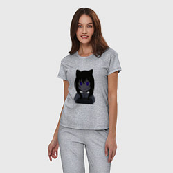 Пижама хлопковая женская Черная кошка Фран, цвет: меланж — фото 2