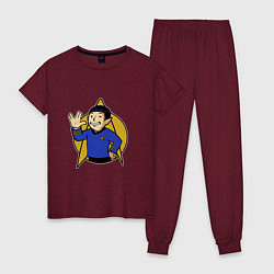 Пижама хлопковая женская Spoke - vault boy, цвет: меланж-бордовый