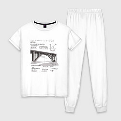 Пижама хлопковая женская Мост и математические формулы, цвет: белый