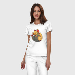 Пижама хлопковая женская Резиновая утка пожарный, цвет: белый — фото 2