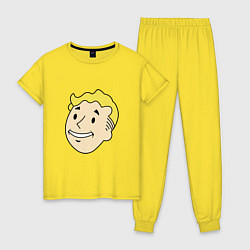 Пижама хлопковая женская Vault boy head, цвет: желтый