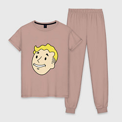 Пижама хлопковая женская Vault boy head, цвет: пыльно-розовый