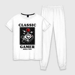 Пижама хлопковая женская Классический геймер, цвет: белый