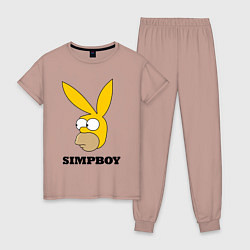 Пижама хлопковая женская Simpboy - rabbit Homer, цвет: пыльно-розовый