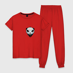 Пижама хлопковая женская Хмурый панда, цвет: красный