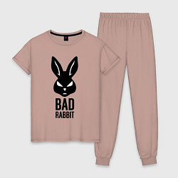 Пижама хлопковая женская Bad rabbit, цвет: пыльно-розовый
