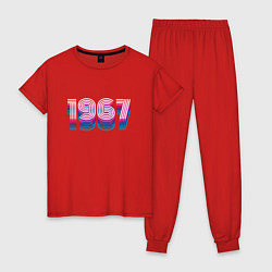 Пижама хлопковая женская 1967 год ретро неон, цвет: красный