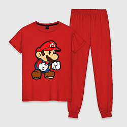 Пижама хлопковая женская Классический Марио, цвет: красный
