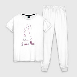 Пижама хлопковая женская Кролик мама, цвет: белый