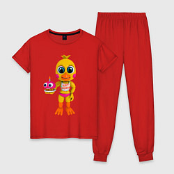 Пижама хлопковая женская Той Чикa с пирожным, цвет: красный