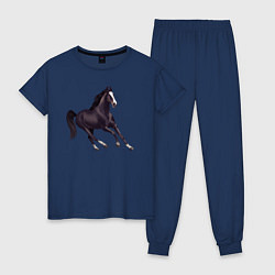 Пижама хлопковая женская Марварская лошадь, цвет: тёмно-синий