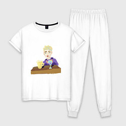 Пижама хлопковая женская Бармен блондин, цвет: белый