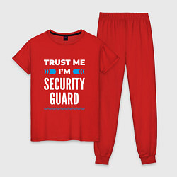 Пижама хлопковая женская Trust me Im security guard, цвет: красный