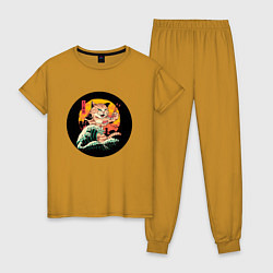 Женская пижама Большой японский кот с суши