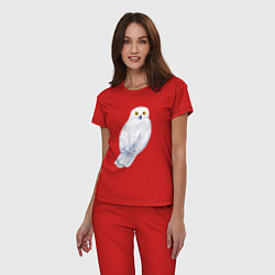 Пижама хлопковая женская Белая полярная сова, цвет: красный — фото 2