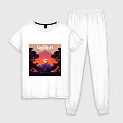 Пижама хлопковая женская Genshin Impact, Sunset, цвет: белый