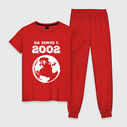 Пижама хлопковая женская На Земле с 2002 с краской на темном, цвет: красный