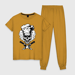 Пижама хлопковая женская The cooks skull, цвет: горчичный