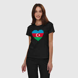 Пижама хлопковая женская Сердце Азербайджана, цвет: черный — фото 2