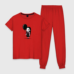 Пижама хлопковая женская Мрачная девочка, цвет: красный