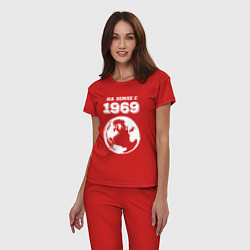 Пижама хлопковая женская На Земле с 1969 с краской на темном, цвет: красный — фото 2
