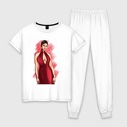 Пижама хлопковая женская Lady in Red, цвет: белый